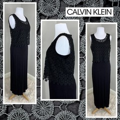 Calvin Klein Black Crochet Maxi Dress size 8 EUC!!