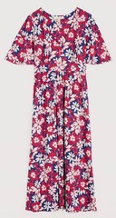 Seasalt Cornwall Red, Navy & White Chateaux Half Sleeve Cotton Maxi Dress 18