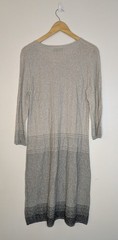 Spense Silver Gray Black Knit Sweater Dress Metallic Cotton Rayon Long Sleeve L