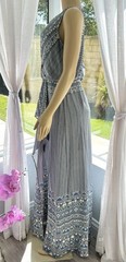 BCBG MAX AZRIA $338 KOKO Draped High Slit Printed Maxi Gray Dress Size 8