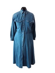 Gloria Vanderbilt women&rsquo;s Pockets 100% Cotton Blue Long Denim dress size 6 AA306