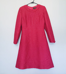 Giovanna Signature Women 8 A Line Midi Dress Red Jacquard Roses Old Money Luxury