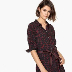 La Redoute Leopard Buttoned Down Shirt Dress Size 10 Belted Fitted RRP £65