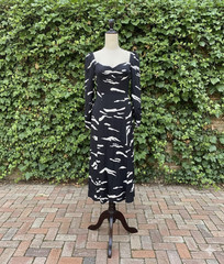 NWT Reformation Wallflower Midi in Mustang Black Ivory Slit Crepe Dress 6 $248