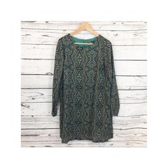 Prana Dress Womens Medium Cece Medallion Shift Green Paisley Lined Lightweight