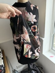 Ted Baker Sleeveless Draped Collared Style Floral Print Dress Size 12/14