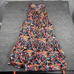 French Connection Dress Women&rsquo;s M Floral Sleeveless Tiered Maxi Black Multi