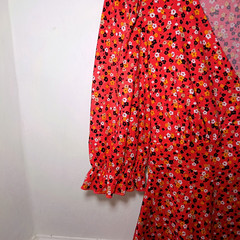New Look Womens Dress Red Size UK 8 Ditsy Floral Babydoll Preppy Cottagecore