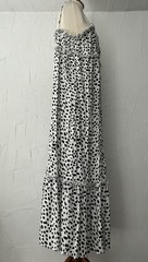 JODIFL Sundress White/Blk Dots Maxi Tiered Straps Casual Large