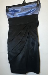 Teeze Me XS Strapless Satin Mini Cocktail Dress Black/Blue Bow Back Zip
