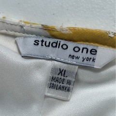 Studio One New York Floral Chiffon Dress XL White Yellow 3/4 Sleeve 77114JP NWT
