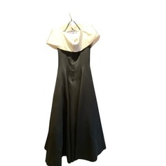 Victor Costa for Neiman Marcus Black Off Shoulder Bow Gown Dress Formal Evening