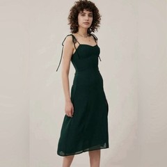 RIHOAS A-Line Slip Dress Chiffon Strappy Sleeve Side Slit Green Lined Green L