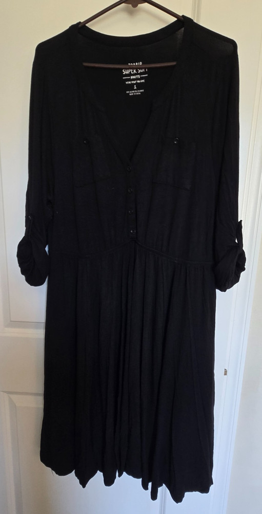 Torrid Super Soft Knits Black Ruched Side T-Shirt Dress Plus Size 1 Short Sleeve