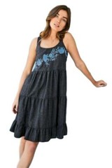 NEW Next Linen Blend Embroidered Strappy Blue summer dress Size 8-18
