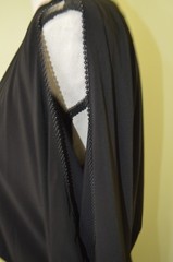 Adrianna Papell Beaded Trim Pintuck Dress Split Sleeve Black LBD Size 12 NWT