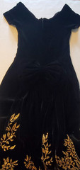 VTG Size 8 Jessica McClintock Formal Prom Dress Black Velvet Bow & Gold Glitter