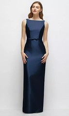 Alfred Sung Midnight Blue Sleeveless Satin Twill Column Gown Size 16 $275 D881