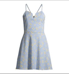 NEW No Boundaries Blue Floral Mini Dress Lace Back Coastal Cowgirl Cottage Fairy
