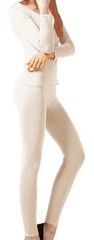 Womens Microfleece Thermal 2 PC Set Medium Beige Ultimate Warmth Comfort Fit