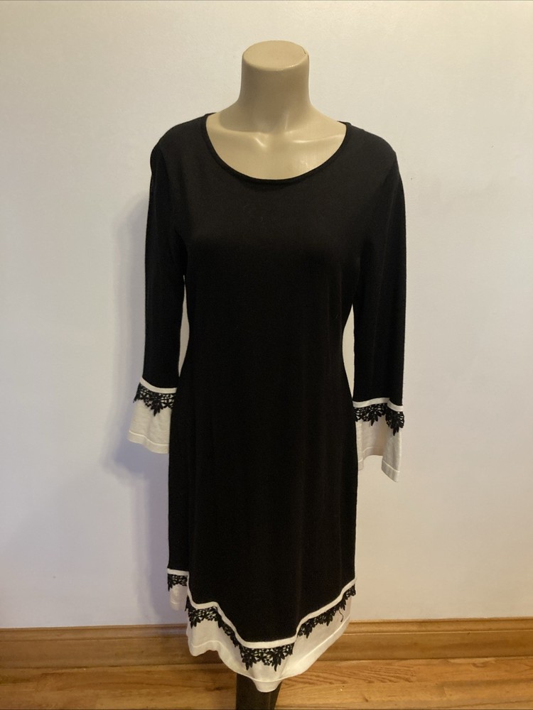 Calvin Klein size large black with white trim long sleeve dress Fall Winter