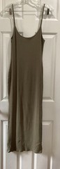 MESHKI Green Ribbed Knit Spaghetti Strap Scoop Neck Midi Dress Women XL