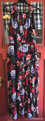 Betsy & Adam Classic Black Multicolor Floral Sleeveless Maxi Dress Size 12P NWT