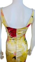 Vintage 1990s Dolce & Gabbana Yellow + Pink Floral Roses Bustier Dress