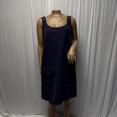 Directives Navy Blue Jumper Dress Size XL Sleeveless Button Strap Shift Casual