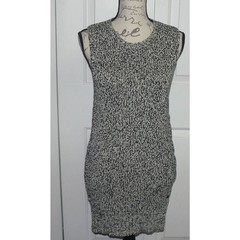 John + Jenn Womens Bodycon Side Snap Sweater Dress In Marbled Black & White $235