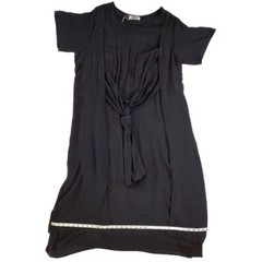 NWOT India Boutique Tie Front Layered Maxi Dress Black One Size Lagenlook