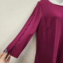 Chico&rsquo;s Shift Midi Dress Vanity Sz 2 Pink 3/4 Sleeves Zip Back Old Money Classy
