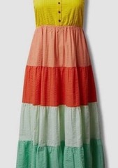Torrid Yellow Colorblock Square Neck Strappy Sleeveless Tiered Maxi Dress