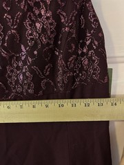CDC Petites 8 Purple Metallic Floral Lace Sheath Dress Sleeveless Scoop Zip