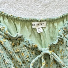En Creme Mint Green Ditzy Floral Mini Dress Size M
