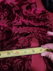 Beige By Eci Dress Womens Medium Red Velvet Floral Bell Sleeve Shift Party Short