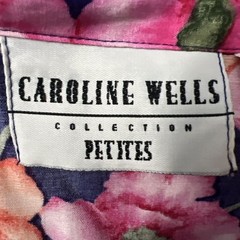 Vintage 80s 90s Caroline Wells Petites Women P12 Floral Rayon Dress Button Front