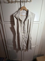 Grey State Sleeveless Button-Down Utility Mini Shirt Dress