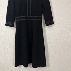NWOT Homeyee Black Dress Size 6 White Contrast Stitching 3/4 Sleeve