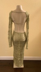 Jaded London Size Medium Umbra Moss Green Knit Metallic Long Sleeve Maxi Dress