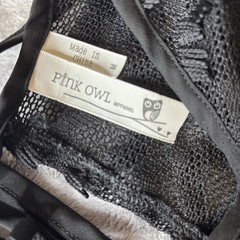 Pink Owl Dress Womens Medium Black Contrast Lace Keyhole Tie Cocktail Short
