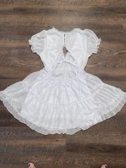 Justify White Polka Dot Fit & Flare Ruffle Open Back Chiffon Dress M