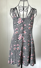 Pins & Needles Floral Fit & Flare Dress Triple Strap Back Button Front M