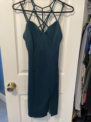 Charlotte Russe Green Dress Night Strappy Rear Zipper Bodycon Size XS NWT