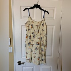 ANTONIO MELANI Spaghetti Strap Cream Dress with Blue and Orange Nautical Accents