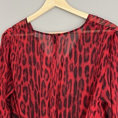 Michael Kors Leopard Print Georgette Mini Dress Red Blaze Long Sleeve 8 NWT