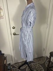 Zara Women’s Sz XS Striped Belted collared Midi Shirt Dress Pockets side slits