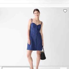 NEW J. Crew Button-Down Sweetheart Dress in Stretch Twill Navy Blue Size 2