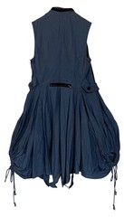 INA (i:na) Blue Sleeveless Zip Up Asymm Draped Bubble Hem Dress Artsy Grunge S
