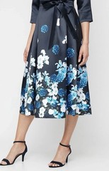 Alex Evenings Women Stretch Faille 3/4-Sleeve ALine Dress Navy Multi Sze 14 $189